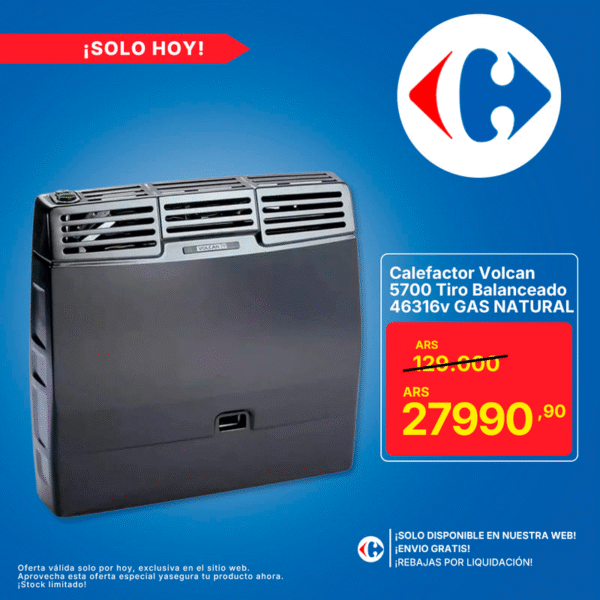 Estufa Volcan a Gas Natural – Tiro Balanceado 5700 kcal/h