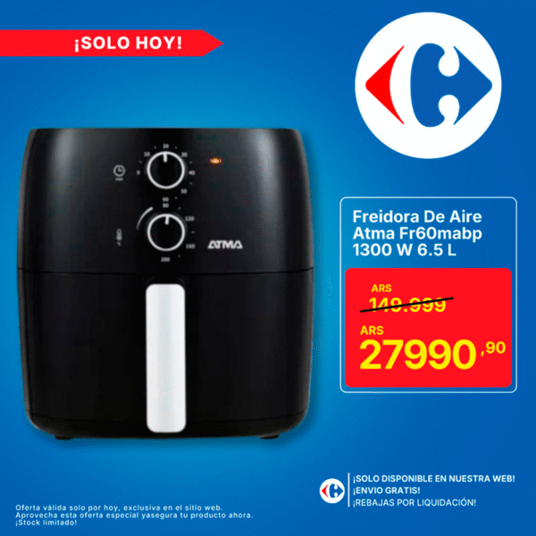 Freidora de Aire Atma FR60MABP 1300 W • 6.5 L con Temporizador