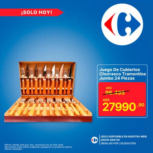 Juego de Cubiertos Churrasco Tramontina Jumbo 24 Piezas – Estilo y Resistencia