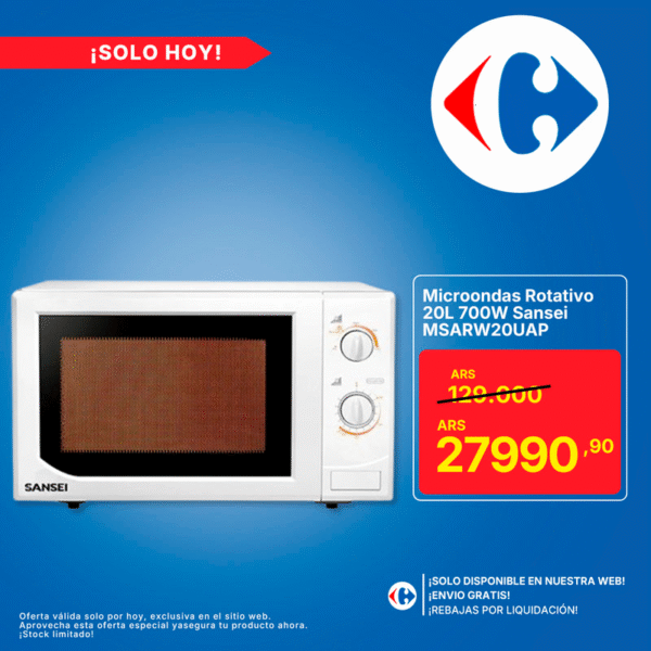 Microondas Rotativo Sansei 20 L 700 W – MSARW20UAP