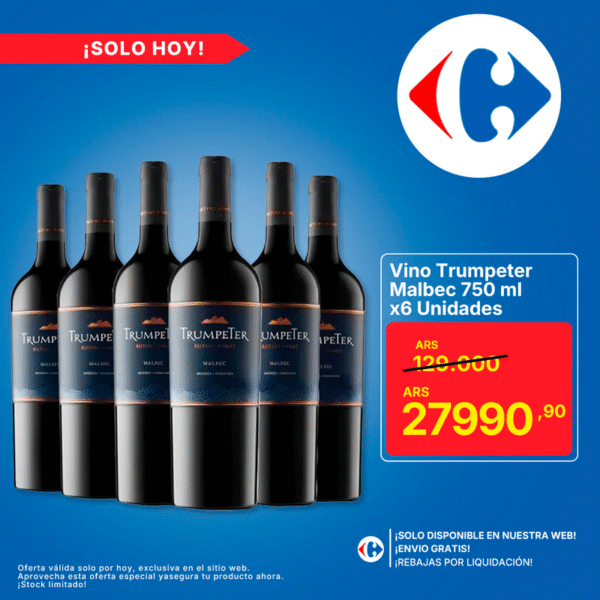Vino Trumpeter Malbec 750 ml – Pack x6 (Bodega La Rural)